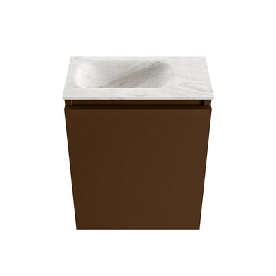 MONDIAZ TURE-DLUX meuble WC 40 cm Rust. EDEN lavabo Ostra position gauche. Avec 1 trou de robinet.