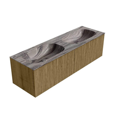 MONDIAZ KURVE-DLUX 150cm badmeubel kleur Dusk met 2 lades en 0 deuren. Wastafel STOR SMALL Dubbel zonder kraangat Sombra.