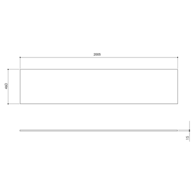 Arcqua marble topdeck 200.5x46x15cm coulé blanc mat