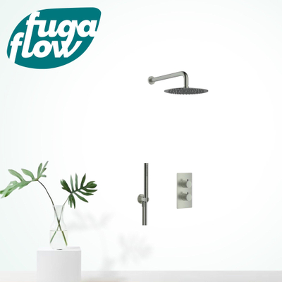 FugaFlow Eccelente Sobrado Badkamer inbouw regendoucheset met thermostaat 25cm hoofddouche incl. staaf handdouche gunmetal PVD - Black Friday -