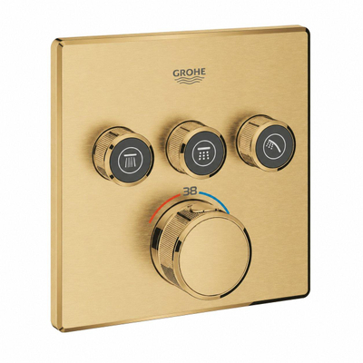 GROHE Smartcontrol Regendoucheset Inbouw - inbouwboxen - antraciet knoppen - hoofddouche vierkant - staafhanddouche - geborsteld cool sunrise