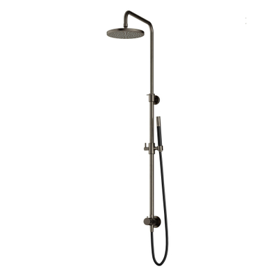 Hotbath Mate Colonne de douche pluie douche de tête 20cm et flexible 150cm avec douchette fer antique