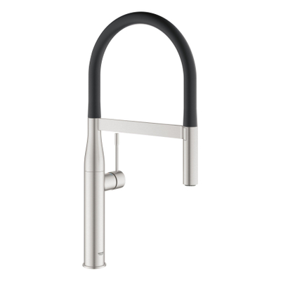 Grohe Essence New Keukenkraan - hoog - uittrekbare uitloop - 2 straalsoorten - met profesionele handdouche - Brushed Supersteel (RVS)
