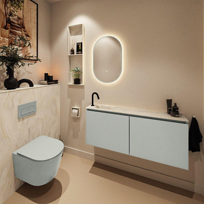 MONDIAZ TURE-DLUX Meuble toilette - 120cm - Greey - EDEN - vasque Ostra - position gauche - 1 trou de robinet