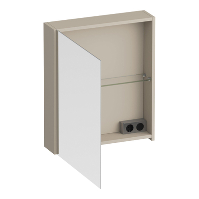 BRAUER Impress armoire de toilette – 59 x 70 x 15 cm – ouverture à gauche, porte-miroir double face – Beige mat