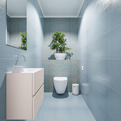 MONDIAZ ADA Toiletmeubel 60x30x50cm met 0 kraangaten 2 lades linen mat Wastafel Lex midden Solid Surface Wit