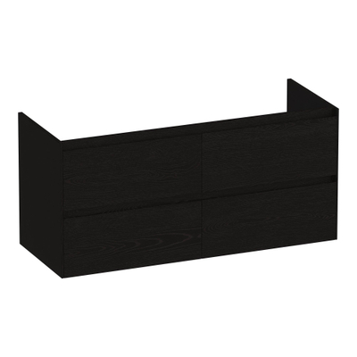 BRAUER Inspire wastafelonderkast 120 4 softclose lades - greeploos - 2 sifon uitsparingen - Timber Black