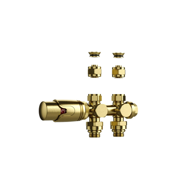 Belrad Radiatorkraan - 19.8x4.3 - thermostatisch - muur- en vloeraansluting - 1/2MX16/2 M30 - geborsteld goud