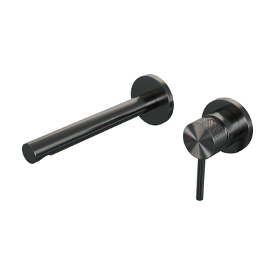 Brauer Gunmetal Carving Mitigeur de lavabo encastré - bec droit à gauche - longue poignée fine carving - modèle A 1 - PVD - gunmetal brossé