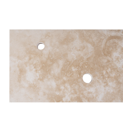 Saniclass Travertine plan sous vasque - 140x46cm - 2 trous de robinet - 2 découpes pour siphon - pierre naturelle marbrée