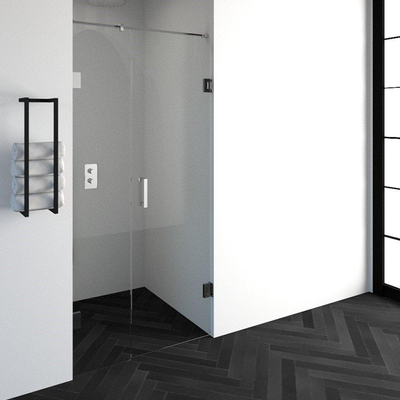 BRAUER Create Porte pivotante 100x200cm en 2 parties sans profilé avec verre de sécurité anticalcaire 8mm Chrome brillant
