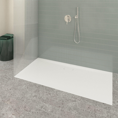 Villeroy & Boch Ecora douchebak - 160x80x3.5cm - afvoer lange zijde - white alpine (wit)