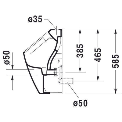 Duravit ME by Starck Cuvette d'urinoir sans bride entrée dessus avec fixation et vidage horizontal/vertical blanc