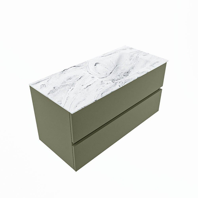 Mondiaz VICA-DLUX ensemble de meuble de salle de bain - 100cm - meuble sous-vasque armée - 2 tiroirs - lavabo encastré cloud droite - sans trous de robinet - version haute de 60cm - glace