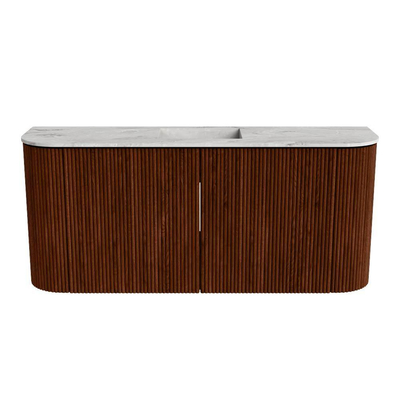 Mondiaz JOYA-DLUX 93.2cm toiletmeubel - ronding links en rechts kleur Ruby - Wastafel FAYE positie Midden 1 kraangat kleur Glace.