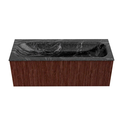 Mondiaz KURVE-DLUX ensemble de meuble de salle de bains - 120x46x40cm - 1 tiroir - lavabo solid surface - central - 2 trous de robinet - Ruby