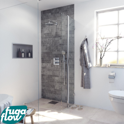 FugaFlow Efficiente Vetro douche à l'italienne salle de bain - partie pivotante - 30x200cm - verre de sécurité 8mm - anti-calcaire - chrome