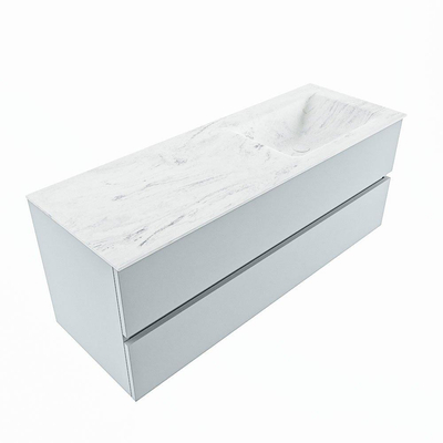 Mondiaz VICA-DLUX ensemble de meuble de salle de bain - 130cm - meuble sous-vasque argile - 2 tiroirs - lavabo encastré nuage droite - sans trous de robinet - version haute 60cm - opalo