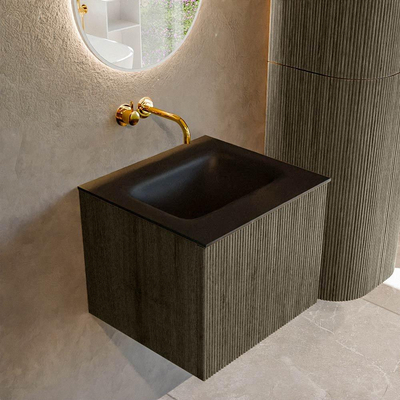 Mondiaz KURVE Ensemble meuble de salle de bains - 50x46x40cm - 1 tiroir - lavabo solid surface - central - sans trou de robinet - Shadow