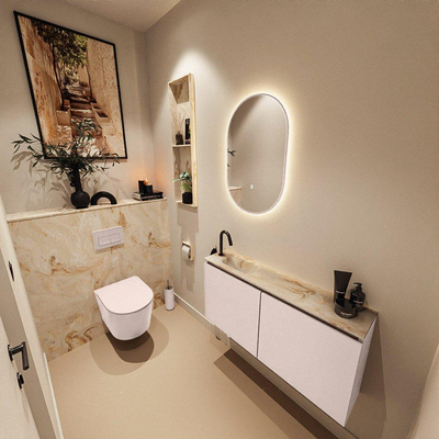 MONDIAZ TURE-DLUX 100cm toiletmeubel Rosee. EDEN wastafel Frappe positie links. Met 1 kraangat.