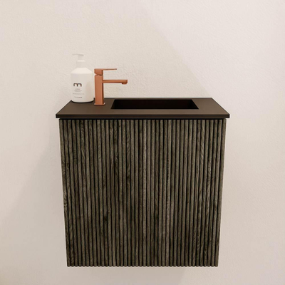 Mondiaz JOYA 40cm toiletmeubel - kleur Shadow - Wastafel FAYE positie Rechts 1 kraangat kleur Urban.