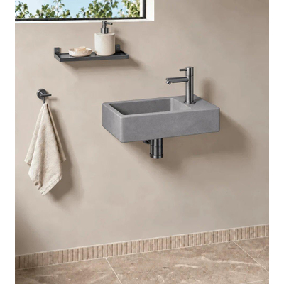 Fortifura Fuente fonteinset – rechthoekig – 40x22x8 cm – beton grijs – kraan gunmetal