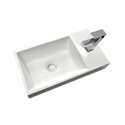 Sanicare q40 lavabo 40x22cm 1 trou pour robinet sans trop-plein rectangle marbre minéral blanc