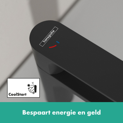 Hansgrohe Rebris E 1-gats wastafelkraan 110 coolstart m. waste mat zwart