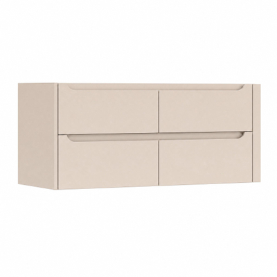 H&R Badmeubelen Juice Wastafelonderkast - 120x45x50cm - rechterhoek afgerond - 4 lades - geïntegreerde greep - merino
