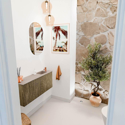 Mondiaz JOYA-DLUX 90cm toiletmeubel - kleur Dusk - Wastafel FAYE positie Rechts 1 kraangat kleur Saba.