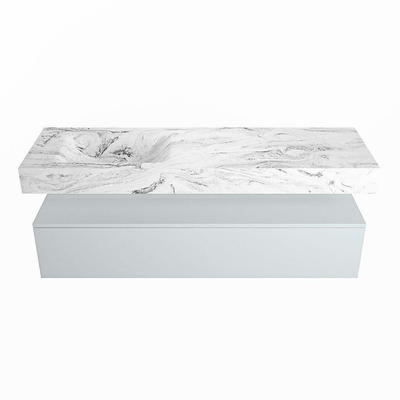 MONDIAZ ALAN - DLUX Badkamermeubelset - 150cm - onderkast - Clay - 1 lade - vrijhangende wastafel - wasbak links - 1 kraangat - Glace