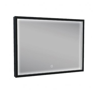 Wiesbaden Avi spiegel rechthoek met LED, dimbaar en spiegelverwarming 70 x 50 cm mat zwart