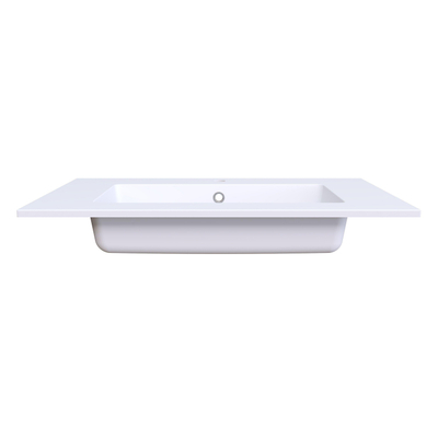 Arcqua Mira Inbouw Wastafel - 81x46x1.5cm - enkele wasbak - 1 kraangat - cast marble - mat wit