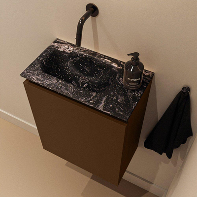 MONDIAZ TURE-DLUX Meuble WC 40cm Rust. EDEN lavabo Lava position gauche. Sans trou de robinet.