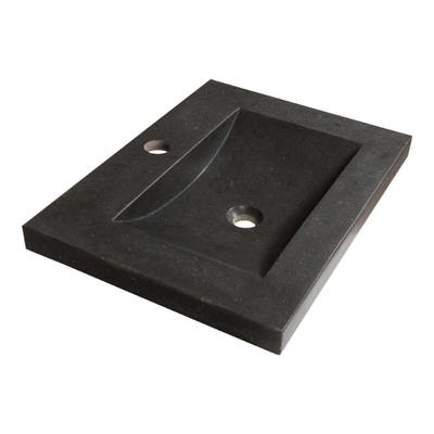 BRAUER Magma wastafel 60x46x5cm - 1 wasbak - 1 kraangat - natuursteen - basalt antraciet