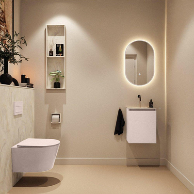 MONDIAZ TURE-DLUX Meuble toilette - 40cm - Rosee - EDEN - vasque Ostra - position centrale - sans trou de robinet