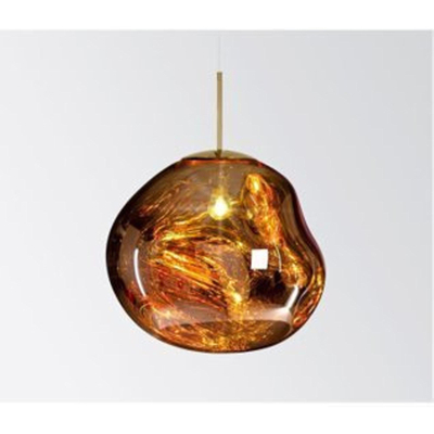Njoy lampe à suspension en verre doré avec raccord e27 27cm ip20 avec ampoule 4w transparente