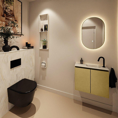 MONDIAZ TURE-DLUX Meuble toilette - 60cm - Oro - EDEN - vasque Ostra - position droite - 1 trou de robinet