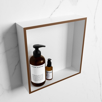 Mondiaz Easy nis 29.5x29.5x8cm voor Inbouw/opbouw 1 open vak Solid surface Talc/Rust