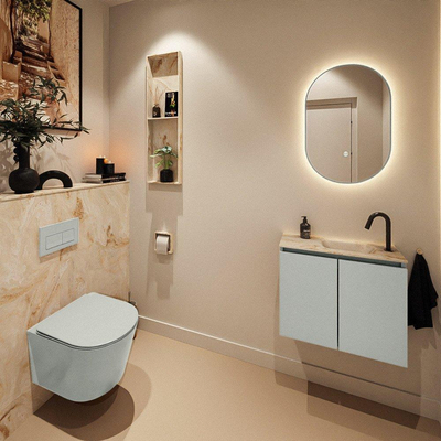 MONDIAZ TURE-DLUX meuble de toilettes 60cm Greey. EDEN lavabo Frappe position droite. Avec 1 trou de robinet.