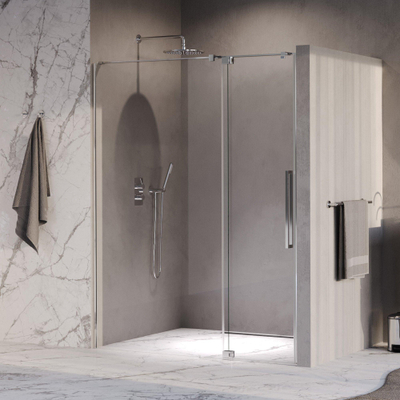 BRAUER Stellar Nisdeur - 2-delig - 160x200cm - draaideur - glascoating - omkeerbaar - helder glas - Chroom