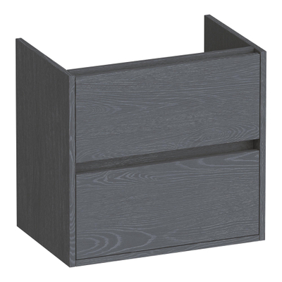BRAUER Adore meuble sous-lavabo peu profond - 60x39x55cm - 2 tiroirs à fermeture amortie - sans poignée - 1 découpe pour siphon - Timber Grey