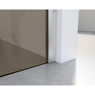 FugaFlow Eccelente Vetro inloopdouche - 180x200cm - rookglas - wandarm - Geborsteld RVS PVD (RVS)