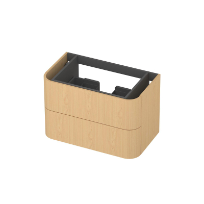INK Concept R Wastafelonderkast - 80x45x52cm - 2 lades - opliggende grepen - afgeronde hoeken - MDF - light veneer