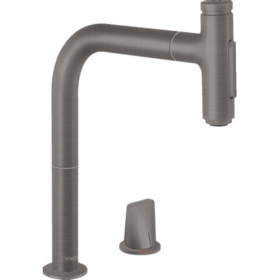 Hansgrohe M71 2-gats keukenkraan m. uittrekbare handdouche m. 110°/150° draaibare uitloop brushed black chroom
