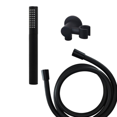 Wiesbaden Caral set de douchette encastrée avec douchette barre et support mural, y compris flexible de douche rond 1/2 noir mat