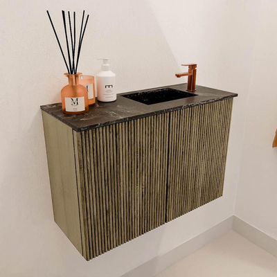 Mondiaz JOYA-DLUX 60cm meuble de toilette - couleur Dusk - Vasque FAYE position Droite 1 trou de robinet couleur Lava.