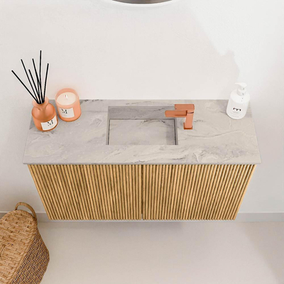 Mondiaz JOYA-DLUX 70cm toiletmeubel - kleur Oak - Wastafel FAYE positie Midden 1 kraangat kleur Glace.