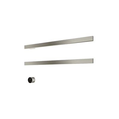 Hotbath &MORE Handdoekradiator - 80x38cm - vierkant - 2 stangen - horizontaal - met schakelaar - geborsteld nikkel