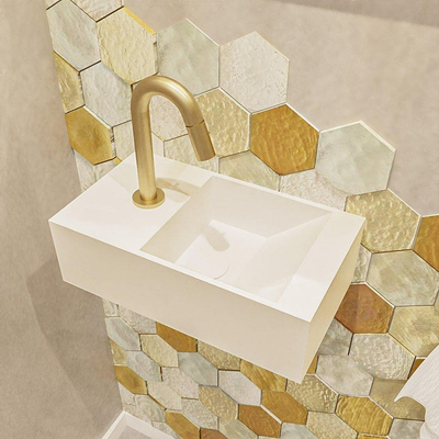 Mondiaz TYNE fontein - 40x23x12cm - wasbak rechts - 1 kraangat - solid surface Talc mat